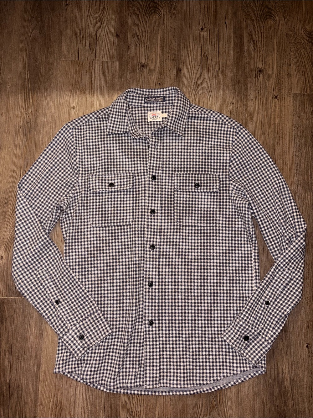 Faherty Legend Sweater Shirt in Navy & White Check